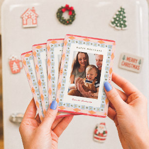 Íman Foto Colorida de Natal em Família com Estilo Retrô