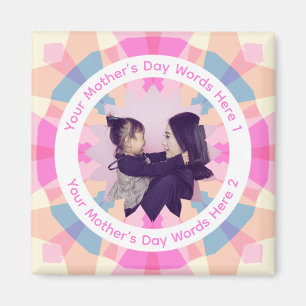 Íman Foto Cor Personalizada Dia das Mães Estrela Rosa