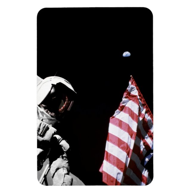 Íman Foto da Bandeira Americana do Astronauta da NASA A (Vertical)