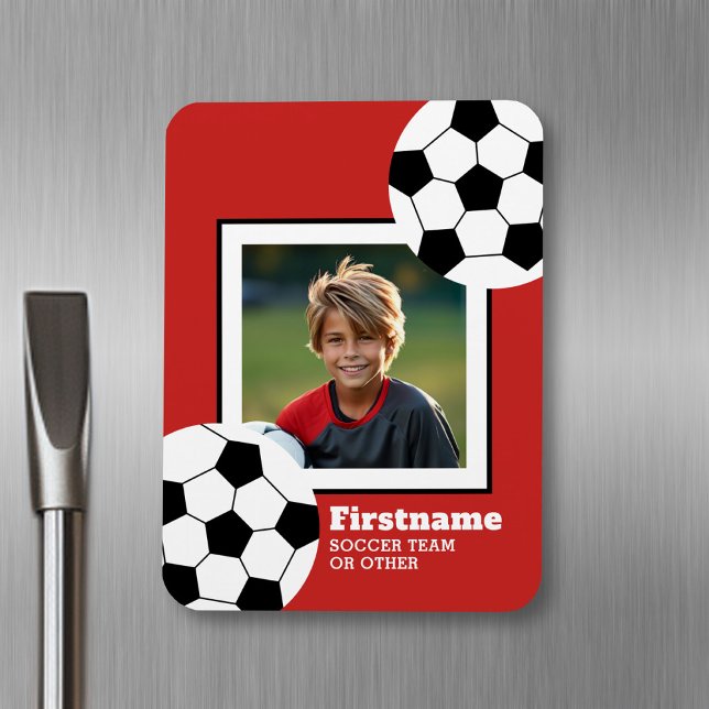 Íman Foto da bola de futebol - Pode editar cor (Personalized fridge magnet - sports photo)