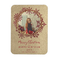 Foto da família de Natal Red Sparkles Snowflakes