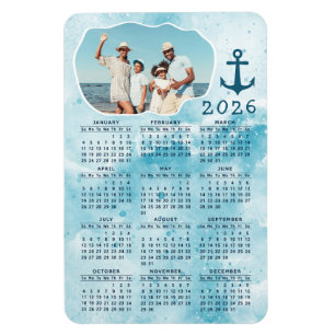 Íman Foto Da Família Do Oceano Costeiro Calendário 2023