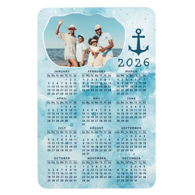Íman Foto Da Família Do Oceano Costeiro Calendário 2023 (Vertical)