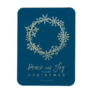 Íman Foto da Família Marcha de Natal Feliz com Flocos d