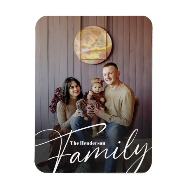 Íman Foto da família personalizada simples (Vertical)