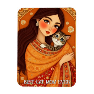 Íman Foto da Mamãe amante de gatos laranja