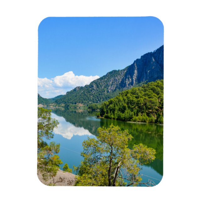 Íman Foto da Montanha Reflexo do Lago Cênico (Vertical)