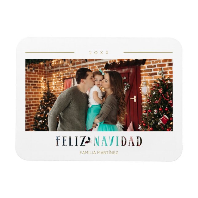 Íman Foto da Tipografia Moderna de Feliz Navidad Espanh (Horizontal)