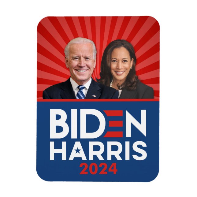 Íman Foto de Biden Harris - 2024 star - Azul Branco Ver (Vertical)