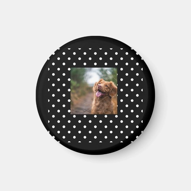 Íman Foto de cachorro com bolinhas pretas e brancas (Frente)