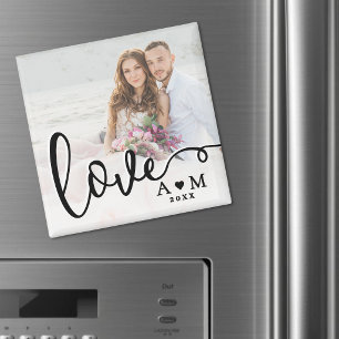 Íman Foto de Casal com Letra Elegante de Amor