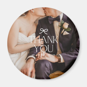 Íman Foto de Casamento com Laço Coquette de Agradecimen