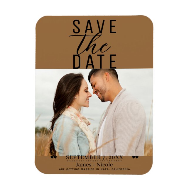 Íman Foto de casamento do tipo Save the Date com selim  (Vertical)