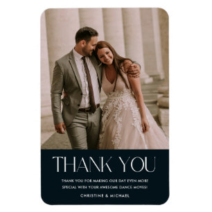 Íman Foto de Casamento Favorita Obrigado Azul Marinho