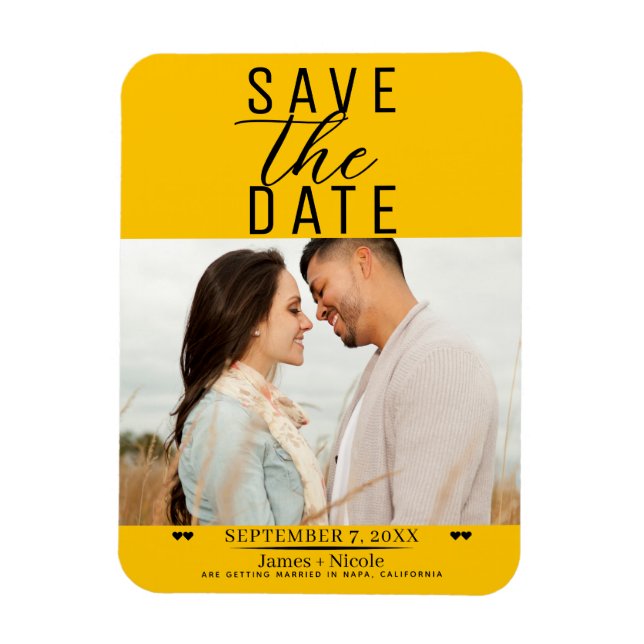 Íman Foto de casamento Modern Sunflower Save the Date (Vertical)