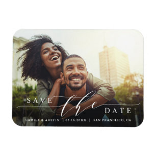 Íman Foto de casamento moderno e simples Salvar a data
