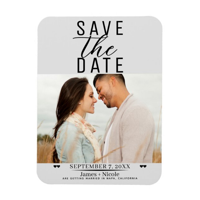 Íman Foto de casamento moderno para salvar a data em ci (Vertical)