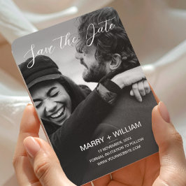 Íman Foto de Casamento Save The Date Preto Minimalista