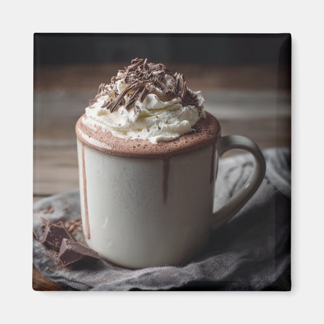 Íman Foto de Chocolate Quente Cremoso com Chantilly (Frente)