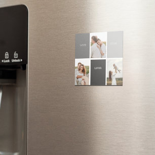 Íman Foto de Colagem da Família Moderna e Cinza Adoráve