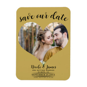 Íman Foto de Coração de Ouro para Casamento Save the Da