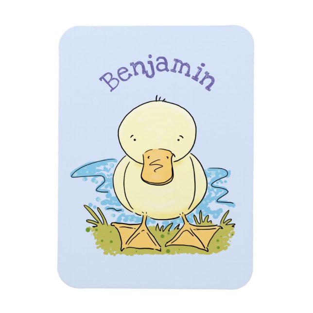 Íman Foto de desenho animado de bebê amarelo-branco (Vertical)