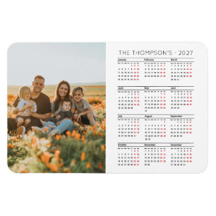 Íman Foto de Família Calendário 2027 Monograma de 12 Me