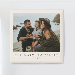 Íman Foto de Família Minimalista Simples Bege Neutro