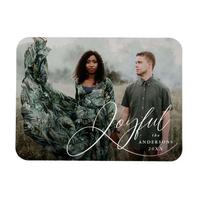 Íman Foto de Feriado de Script Elegance Joyful (Horizontal)