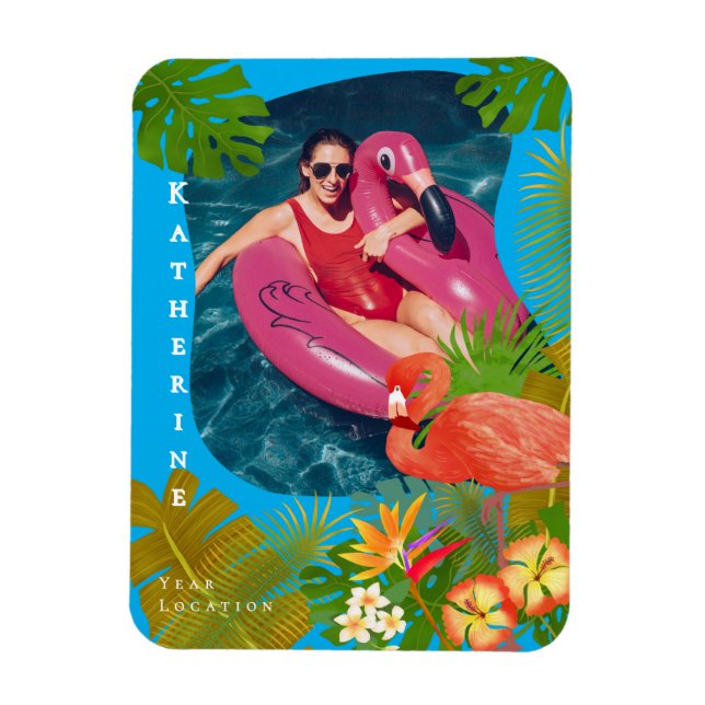 Íman Foto de Flamingo Azul Tropical (Vertical)