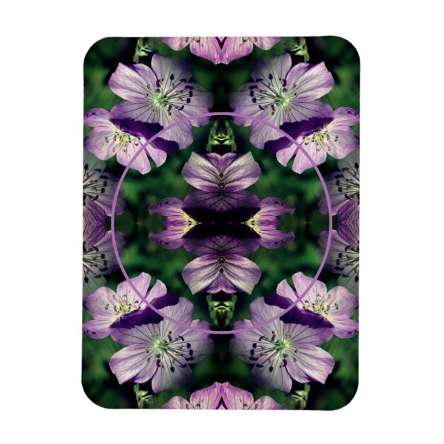 Íman Foto de Flores de Gerânio Roxo (Vertical)