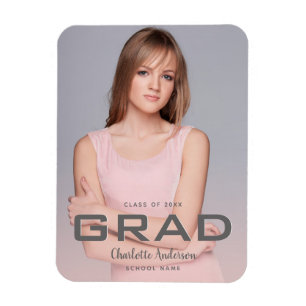 Íman Foto de formatura dourado rosa moderno