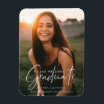 Íman Foto de Graduação de Caligrafia Elegante<br><div class="desc">Sobreposição de fotos de caligrafia branca elegante,  ímã personalizado de fotos de graduação.</div>