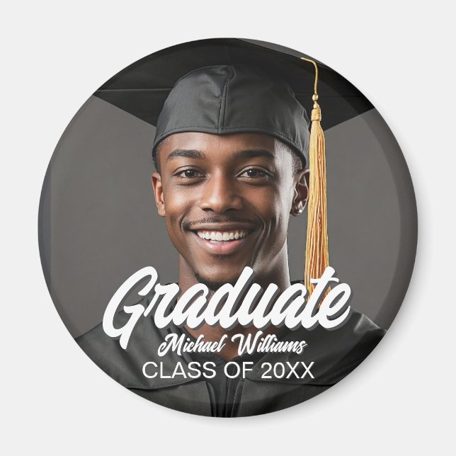 Íman Foto de Graduado com Letreiro em Negrito Festa de  (Frente)