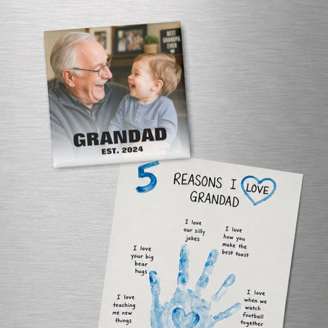 Íman Foto de Lembrança do Ano de Avô Moderno (Modern Grandad Est Year Keepsake Photo Magnet)