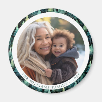 Íman Foto de Natal da família Rustic Woodland