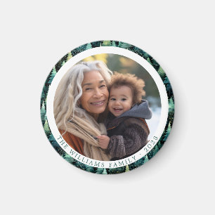 Íman Foto de Natal da família Rustic Woodland