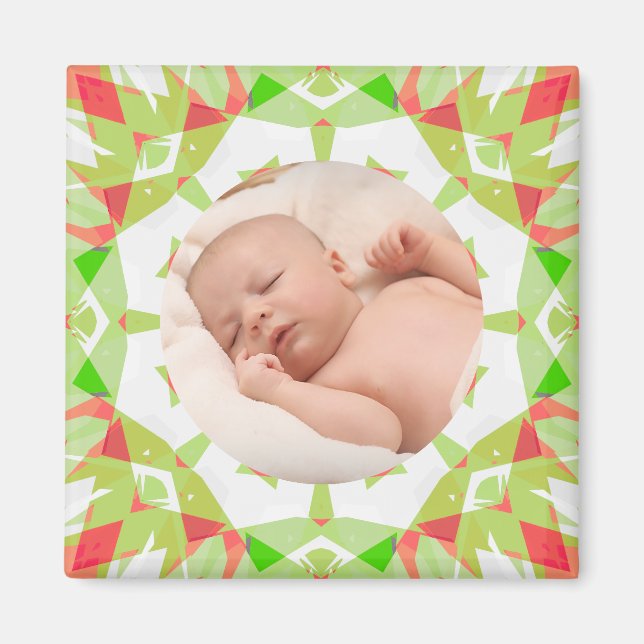 Íman Foto de Natal Personalizada Verde Bonito e Suave (Frente)