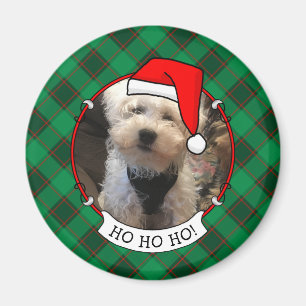 Íman Foto de Natal Personalizada - Xadrez Vermelha e Ve