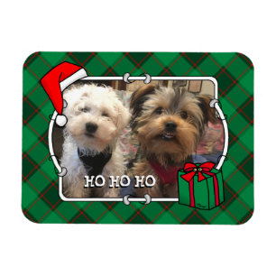 Íman Foto de Natal Personalizada - Xadrez Vermelha e Ve