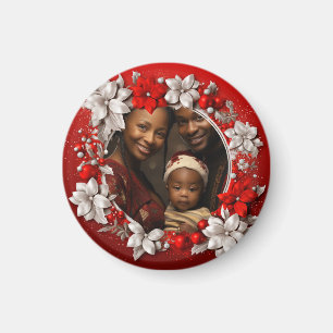 Íman Foto de Natal Vermelho Personalizada