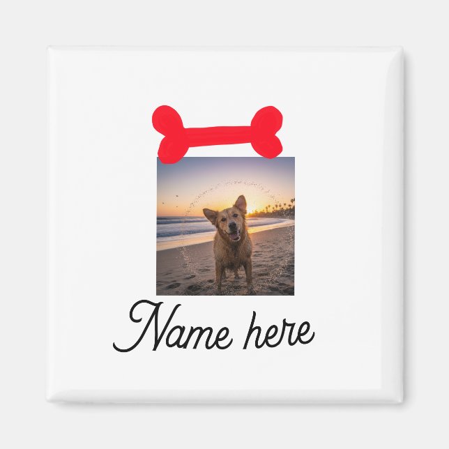 Íman Foto de osso de cachorro vermelho presentes simple (Frente)