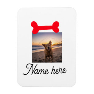 Íman Foto de osso de cachorro vermelho presentes simple