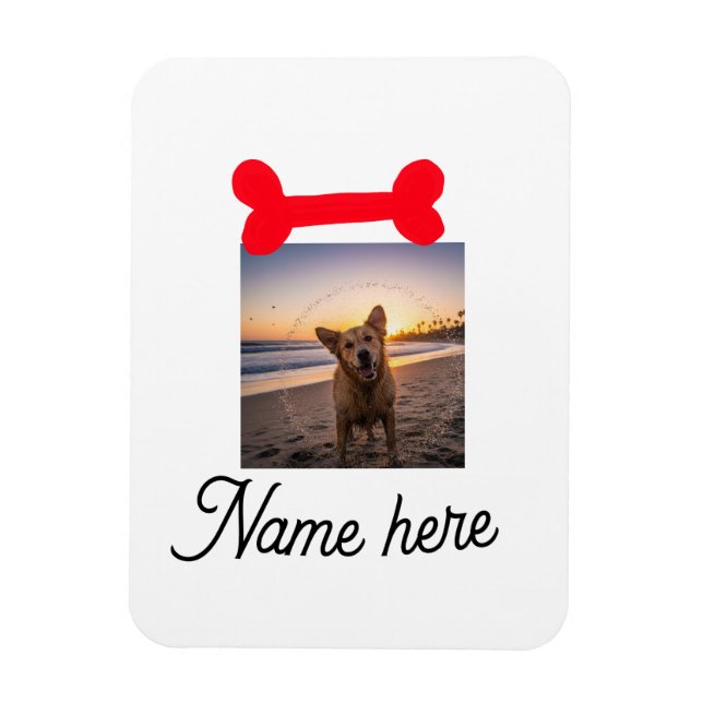 Íman Foto de osso de cachorro vermelho presentes simple (Vertical)