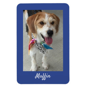 Íman Foto de Pet ou Nome e Foto de Criança, Azul Profun