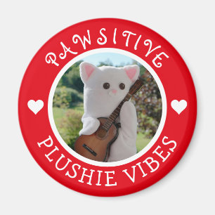Íman Foto de Plushie Vermelho Pawsitivo Kawaii Cute