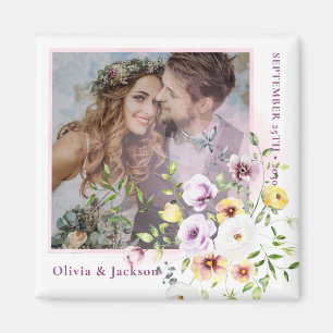 Íman Foto de primavera Wildflower Elegant Bride Groom