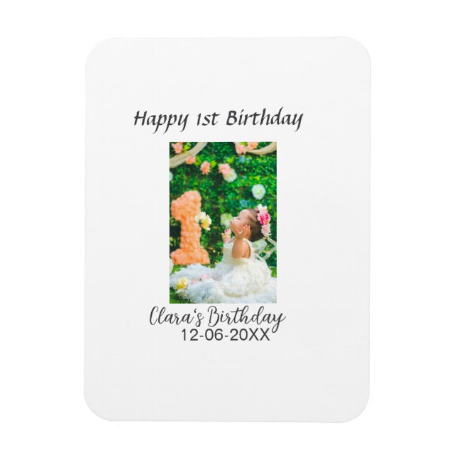 Íman Foto de primeiro aniversario feliz simples e elega (Vertical)