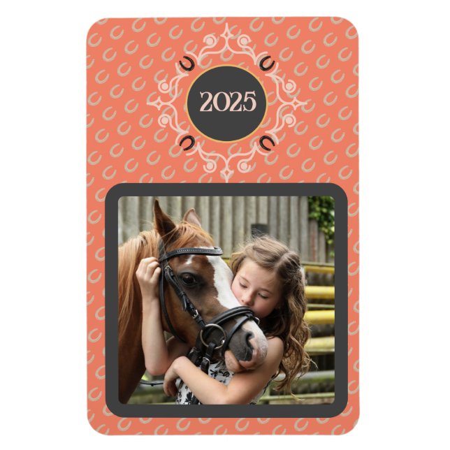 Íman Foto de Sapato de Cavalo Sortudo e Texto Personali (Vertical)