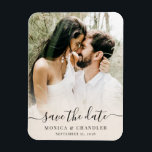 Íman Foto de script de caligrafia minimalista Salvar a<br><div class="desc">Foto de script minimalista moderno Salve o ímã de casamento de data</div>